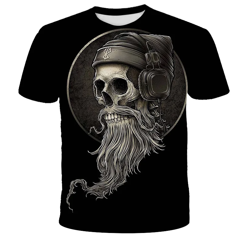 

Skull T-Shirts Boys Hip Hop 3D Print Shirts Horror O-Neck T-Shirt 2021 Summer Fashion Tops Boys Clothing Cool Street Clothing