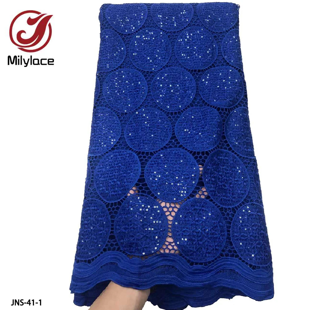

Hot Sale French Tulle Mesh Lace Fabrics with Sequins Embroidery Good Looking Africa Lace High Quality Lace Fabric JNS-41