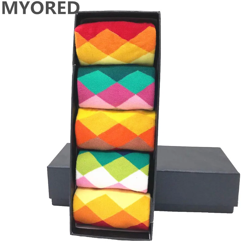 Мужские носки MYORED 5 бриллиантов жаккардовые из чесаного хлопка яркого цвета