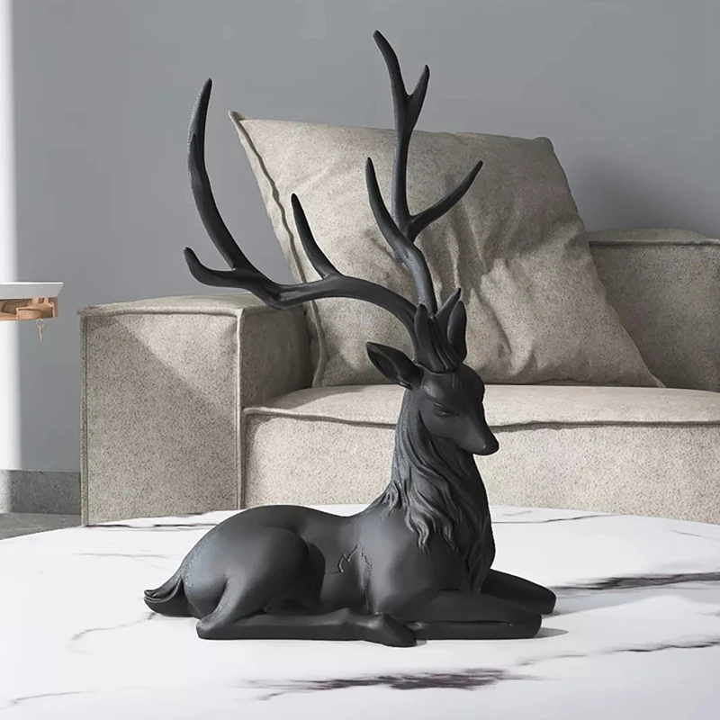 

Creative Elk Resin Ornaments Home Furnishings Wine Cabinet Decor Deer Figurines for Interior Nordic Animal Statues