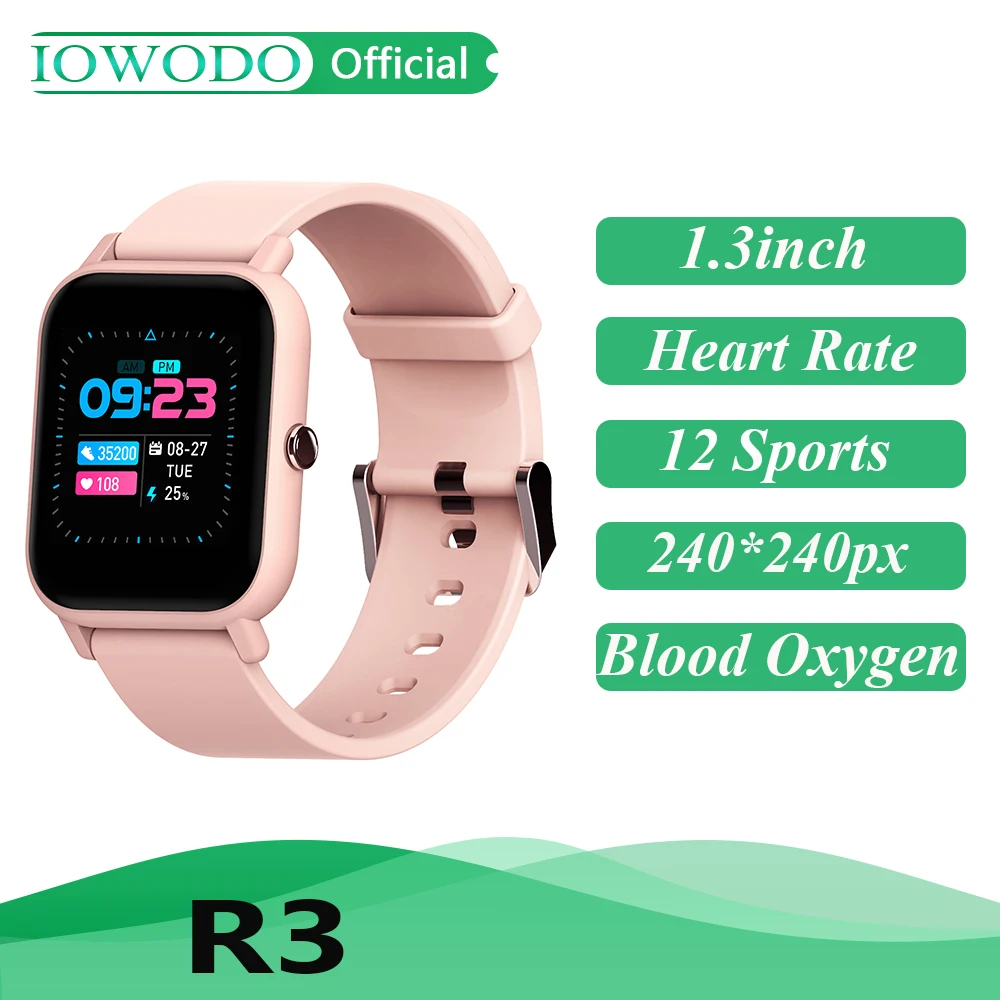 

IOWODO R3 Smart Watch Heart Rate Men Women Sports Watch Clock Sleep Monitor Ultra-Long Battrey for IOS Android Phone