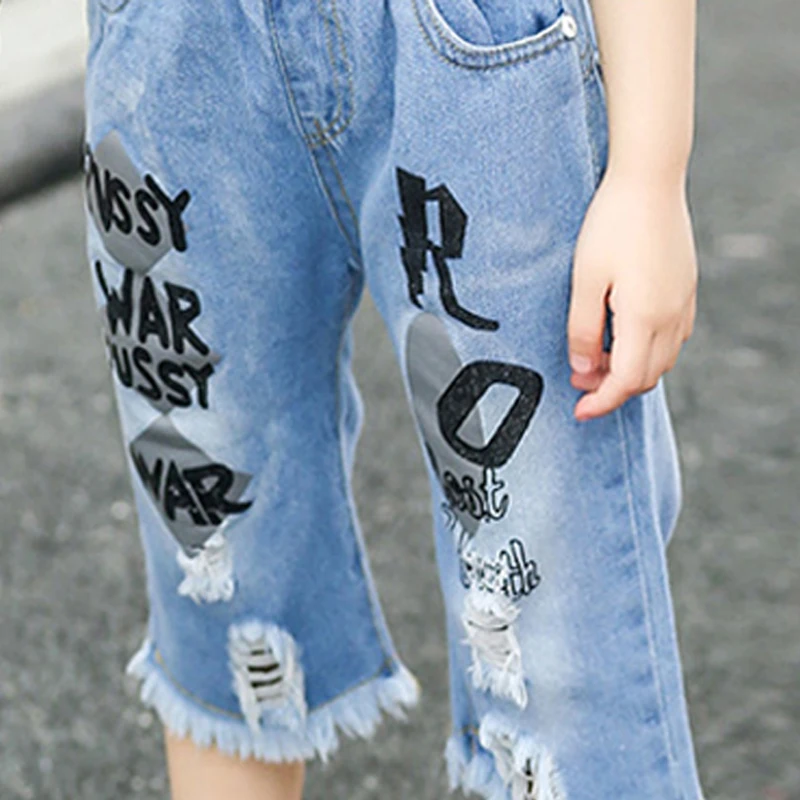 IENENS летние джинсовые шорты для мальчиков и девочек с буквенным принтом Шорты