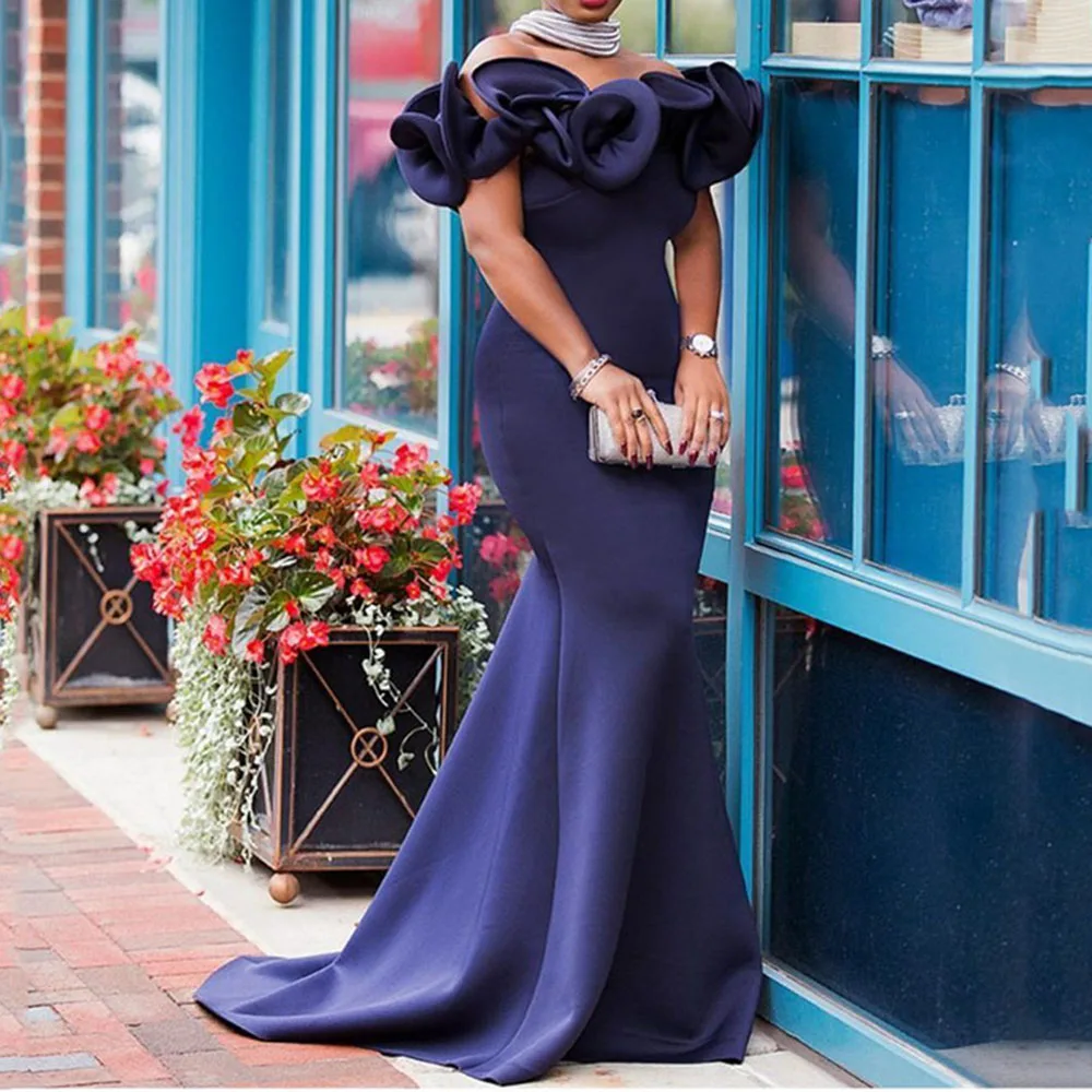 

Minimalist Party Dress Spring The New Fashion Temperament Elegant Mermaid Simple Thick Best Sellers Ruffle One Word Collar