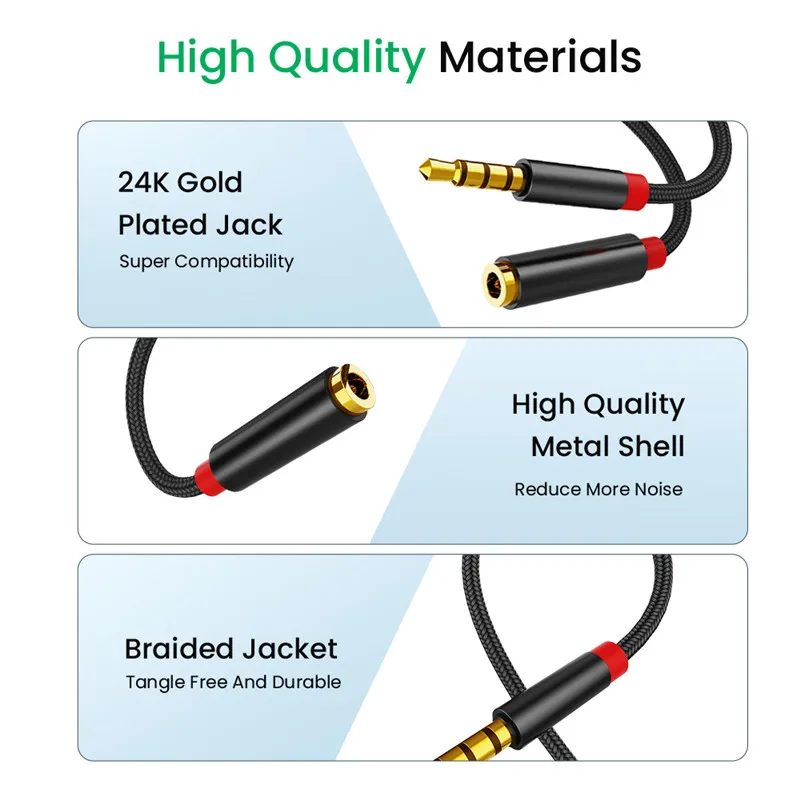 Удлинительный кабель с разъемом AUX 3 5 мм штекер-гнездо микрофоном стерео