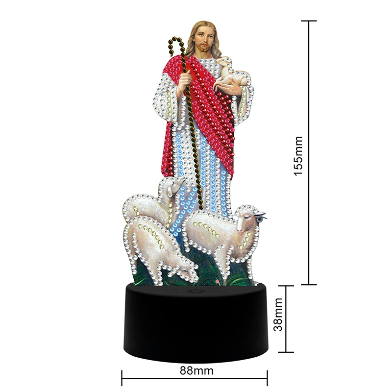 

Religious figure LED light box diamond painting 5D diamond embroidery seven-color colorful mosaic home decoration