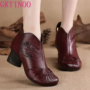 Ботильоны женские GKTINOO из натуральной кожи, водонепроницаемая Повседневная Теплая обувь, Осень-зима