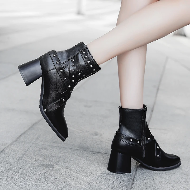 B2-1 женские ботильоны из искусственной кожи размера плюс Размеры 35-48 зимние