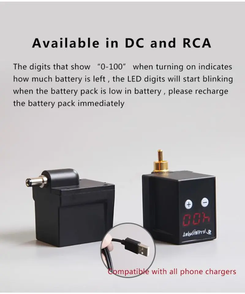 Новейший беспроводной источник питания мини мощность татуировки RCA/DC разъем татуировки Поставщик Для татуировки ручка машина