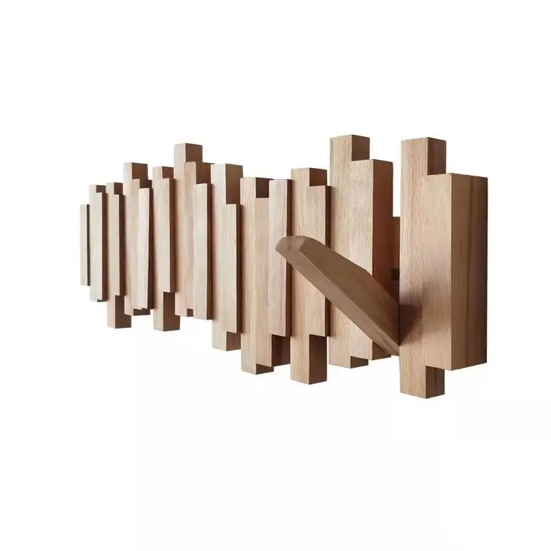 Складная Минималистичная настенная вешалка из бука для пальто крючок в ряд