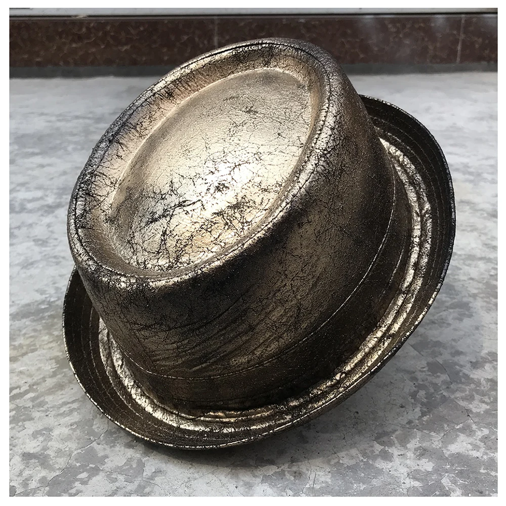 100% кожаная мужская фетровая шляпа в стиле стимпанк Золотая со свининой очки для