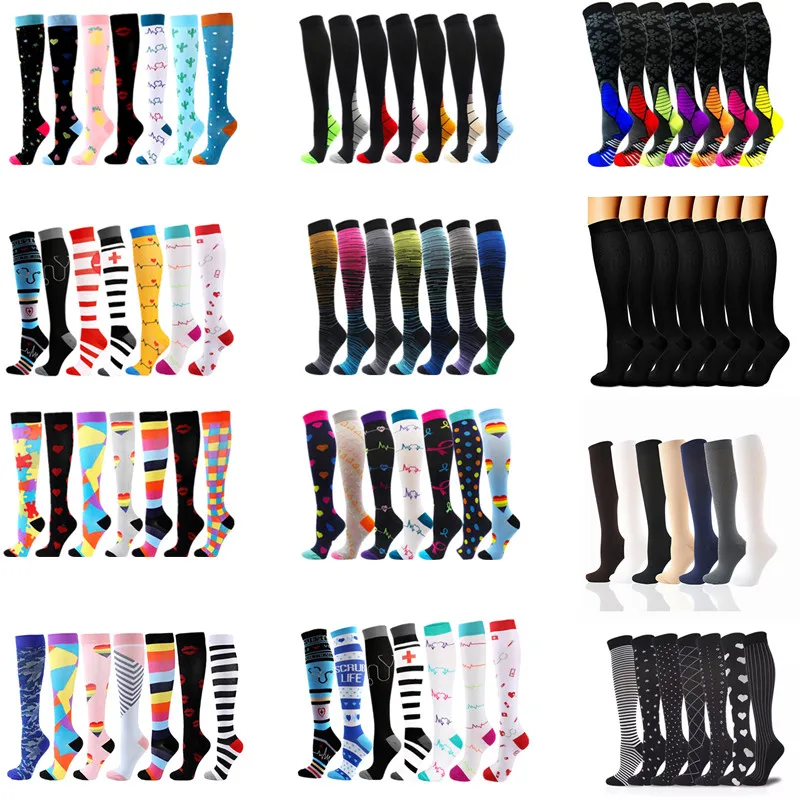 

3/7 Pairs/SET Dropship Compression Socks Men Women Medical Nursing Socks For Anti Fatigue Pain Relief Varicose Veins Socks