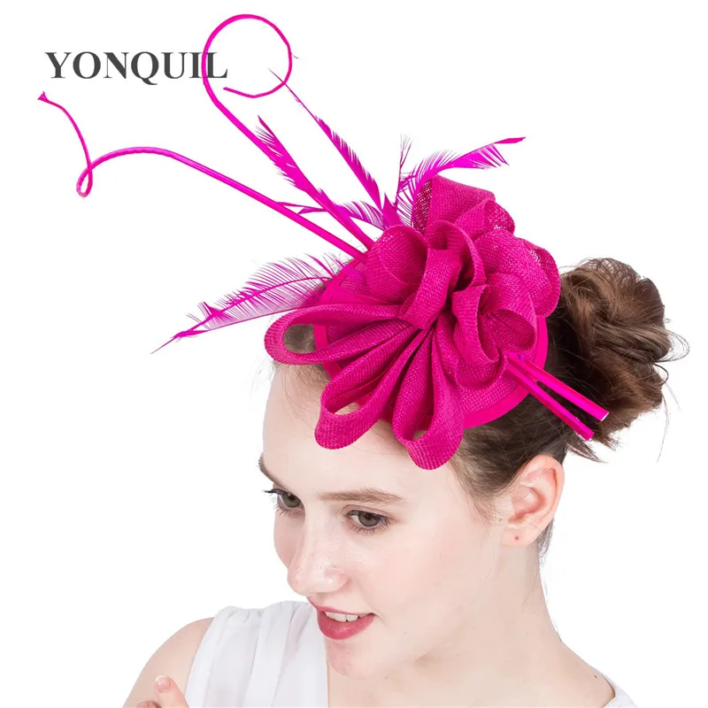 Очаровательные свадебные головные уборы с перьями для женщин имитация Sinamay