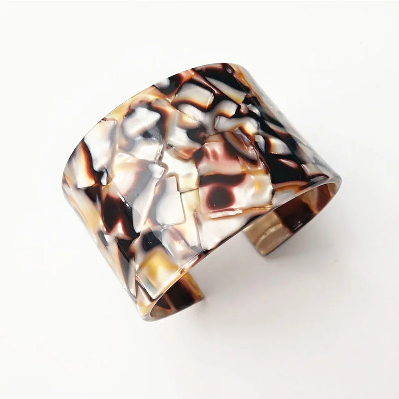 

Retro Abalone Leopard Acrylic Bracelets Women Resin Simple Geometry Round Open Cuff Bangle Female Punk Jewelry Accessories 2020