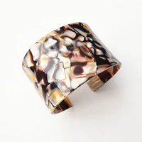 retro abalone leopard acrylic bracelets women resin simple geometry round open cuff bangle female punk jewelry accessories 2020