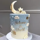 Акриловый Топпер для торта на день рождения, золотые топперы с надписью Добро пожаловать в мир, звезды, луна, капкейк, для детского дня рождения, Новинка