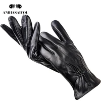 driving thin soft mens leather gloves warm winter gloves leather mensblack gloves male wintersheepskin mens gloves 8007y