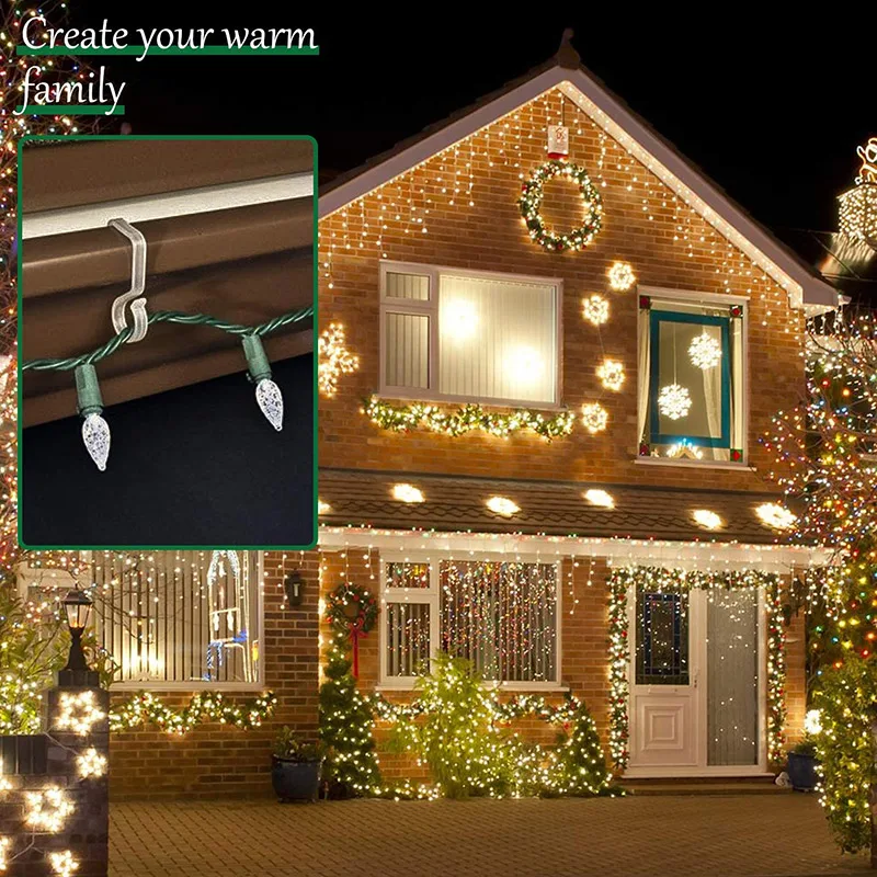 

Economical S-shape Hooks Christmas Light Clips Durable Weatherproof Hanging Hooks for Outdoor ds99