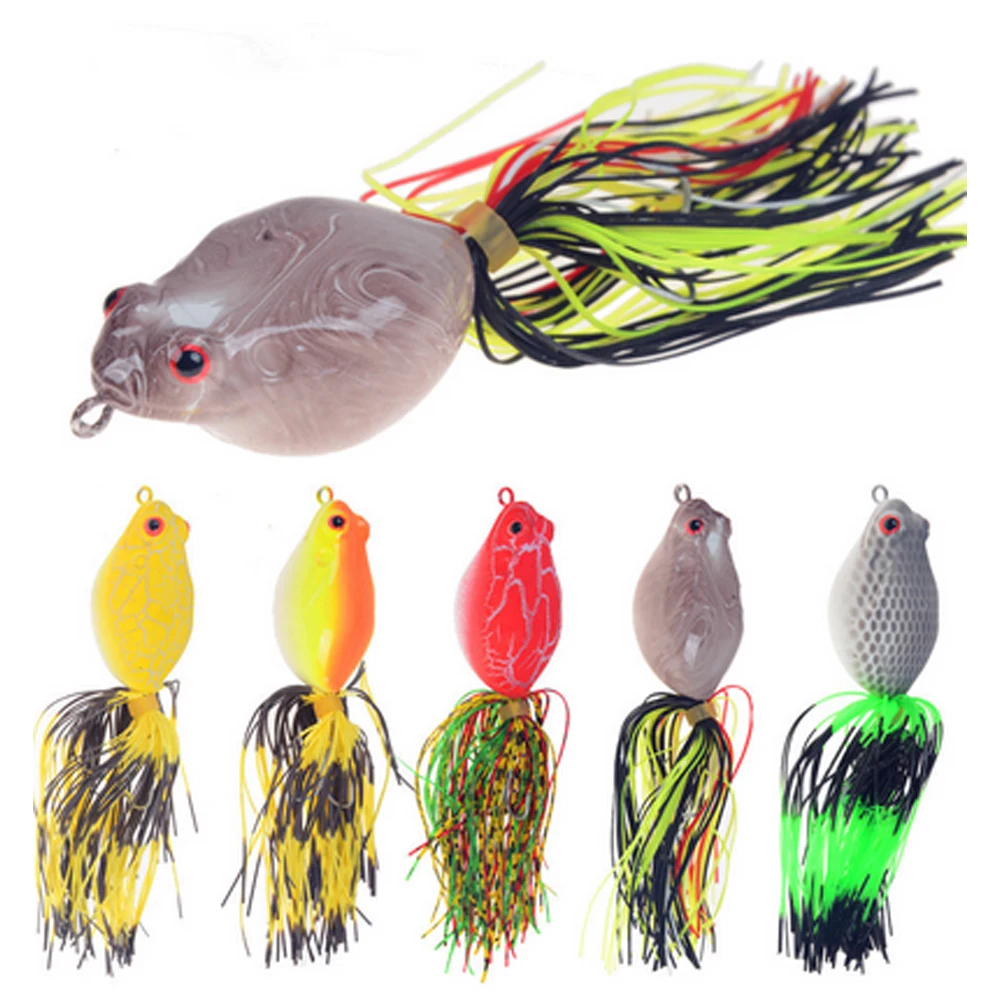 

Fishing Lures Topwater Artificial Plastic Soft Bait Built-In Steel Ball Frog Fishing Lures For Saltwater Freshwater Bait 5PCS