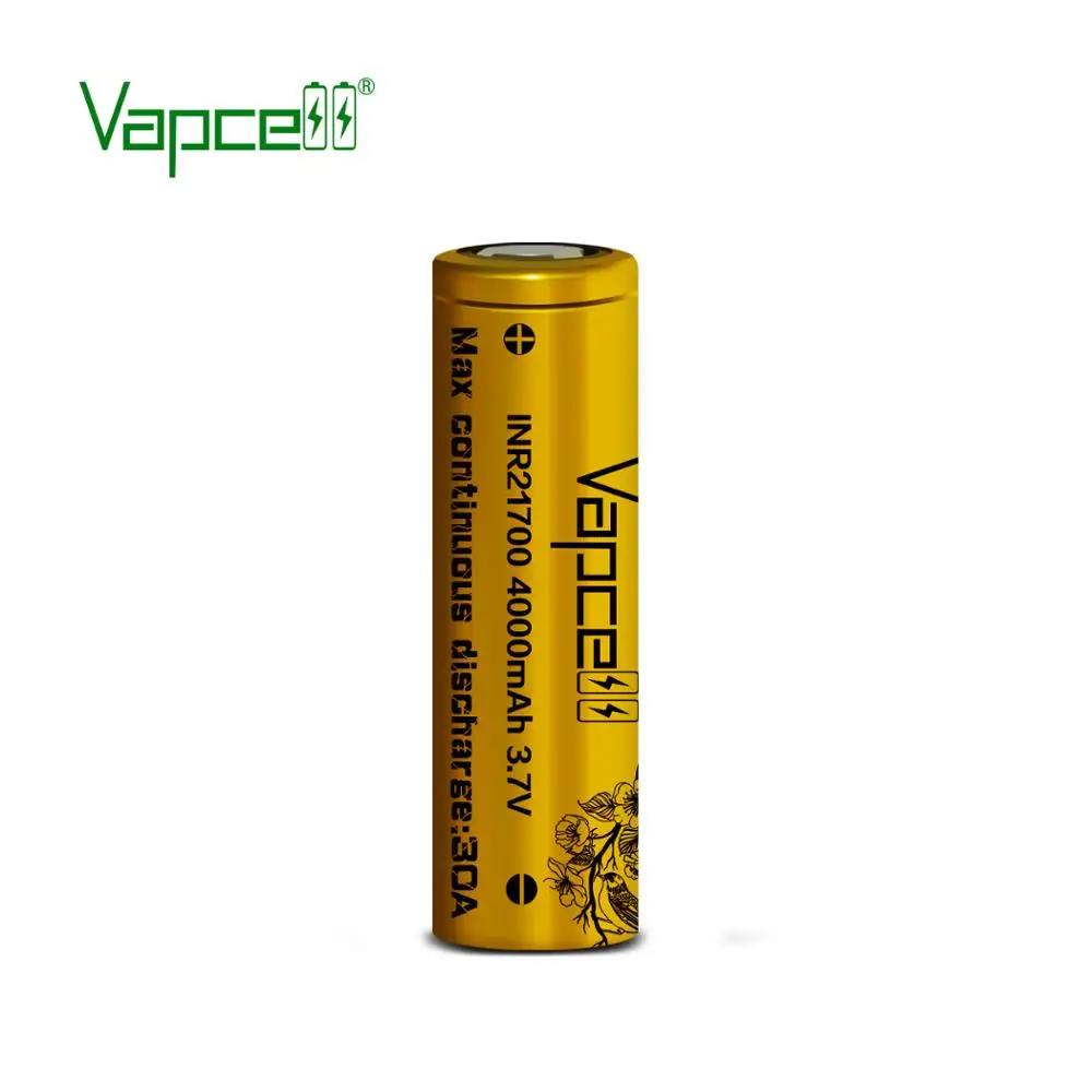 1 доллар купон Vapcell 21700 4000mah 30A 40T золото 3,6 v перезаряжаемая батарея для фонарика/электроинструментов