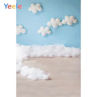 blue wall white cotton clouds floor baby shower photocall kid portrait photography backgrounds photo backdrops for photo studio