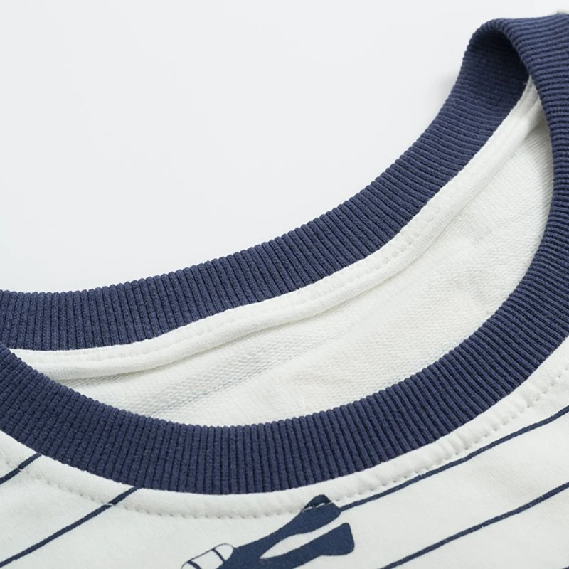 Новинка женская летняя короткая футболка милая полосатая с принтом хлопковая