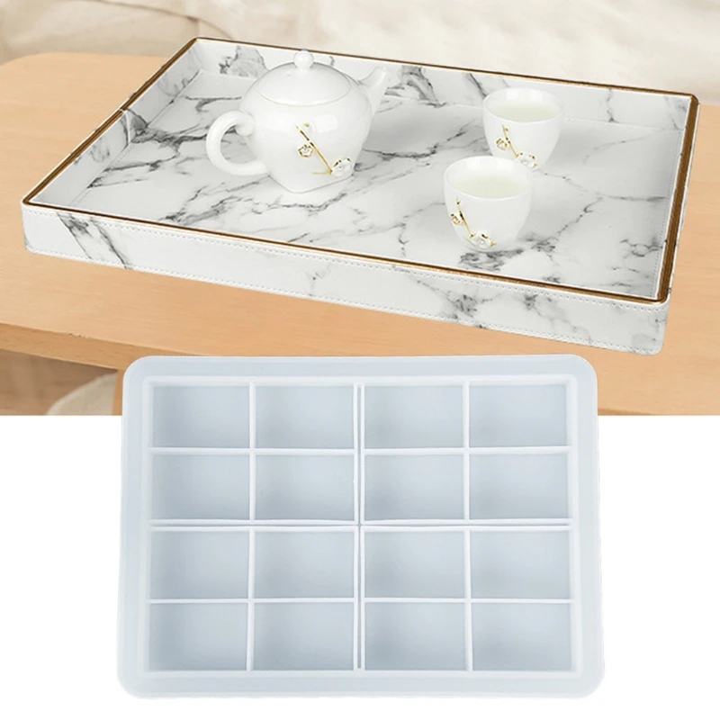 

Rectangle Tray Crystal Epoxy Resin Mold Serving Board Placemat Silicone Mould