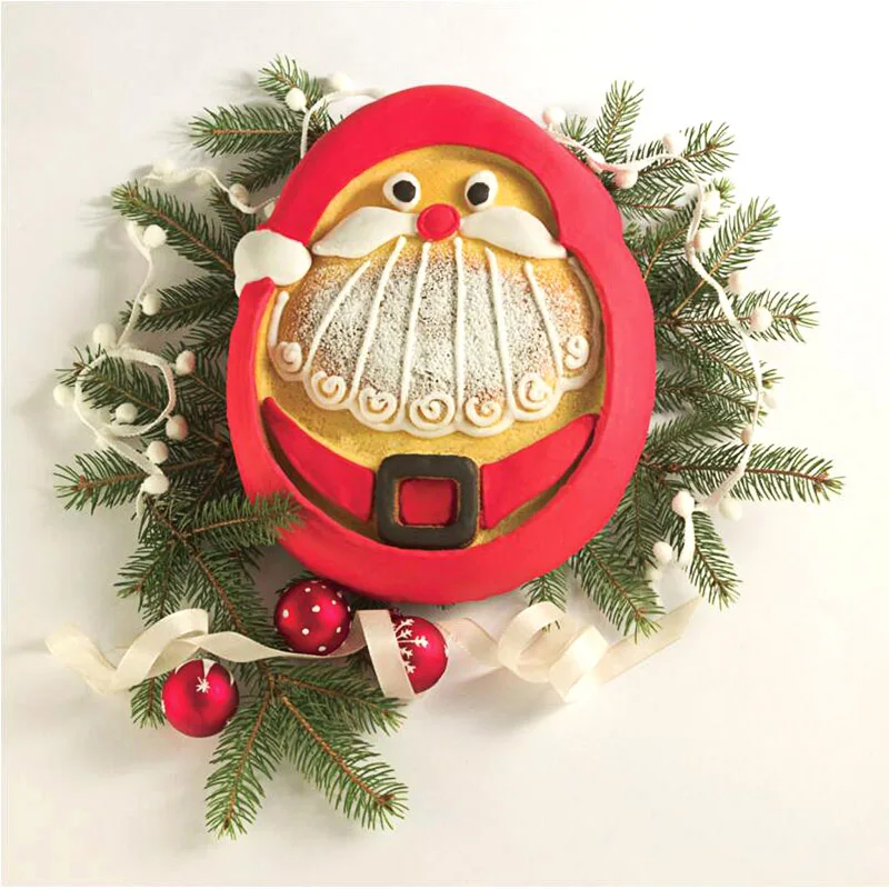 

1PCS Silicone 3D Santa Claus Cake Mould For XMAS Chiffon Mousse Christmas Praty Cakes Mold Baking Decoration Tools