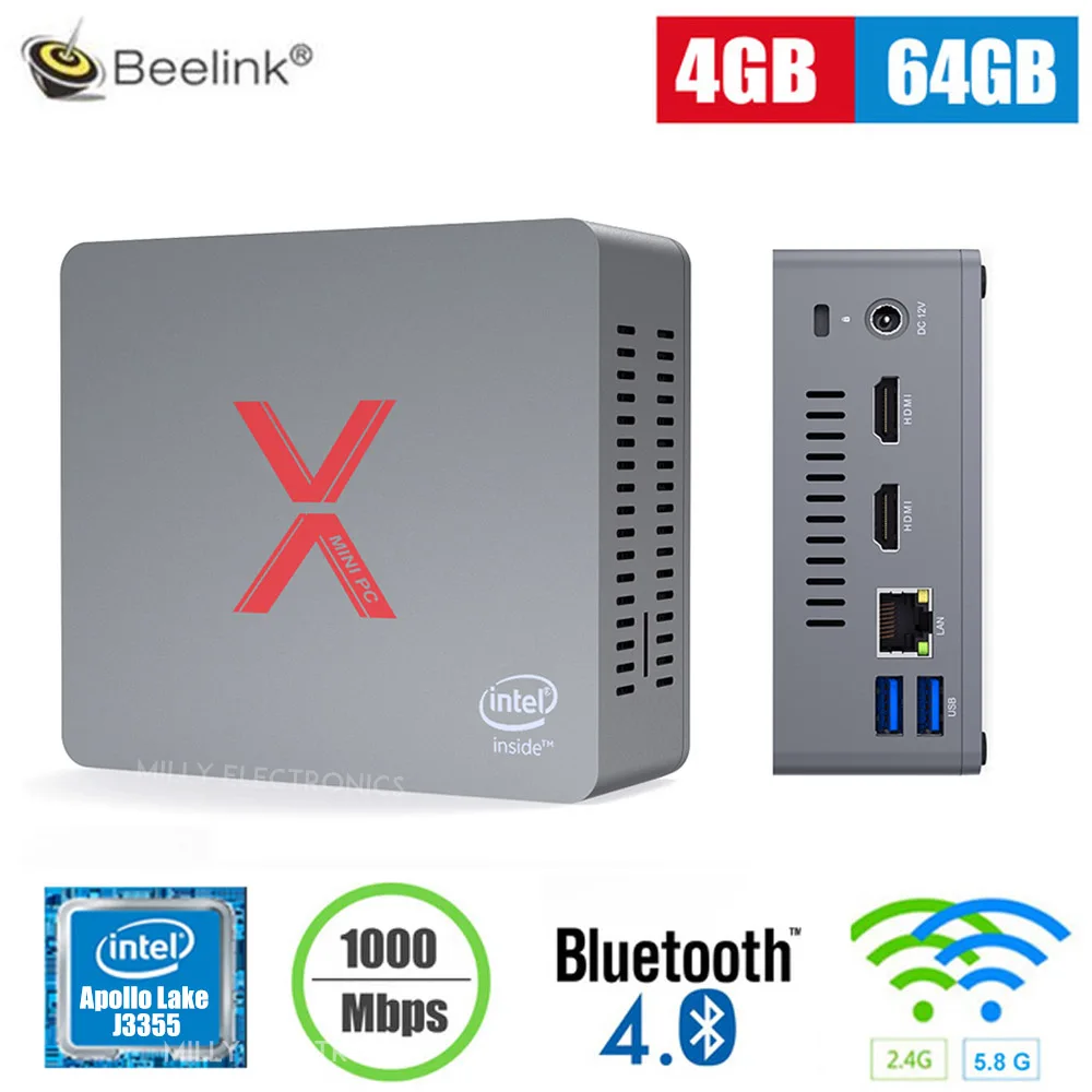Beelink BT3 - X Мини ПК Intel Apollo Lake J3355 HD Graphics 500 2 4 ГГц 5 8 ггц WiFi 1000 Мбит/с BT4.0 Поддержка Windows 10
