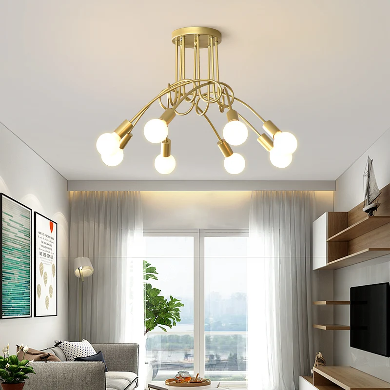 Modern Simple Led Chandelier Lights Gold Warm Bedroom Living Room Study Dining Indoor Luster Lighting Home Iorn Decorative Lamps