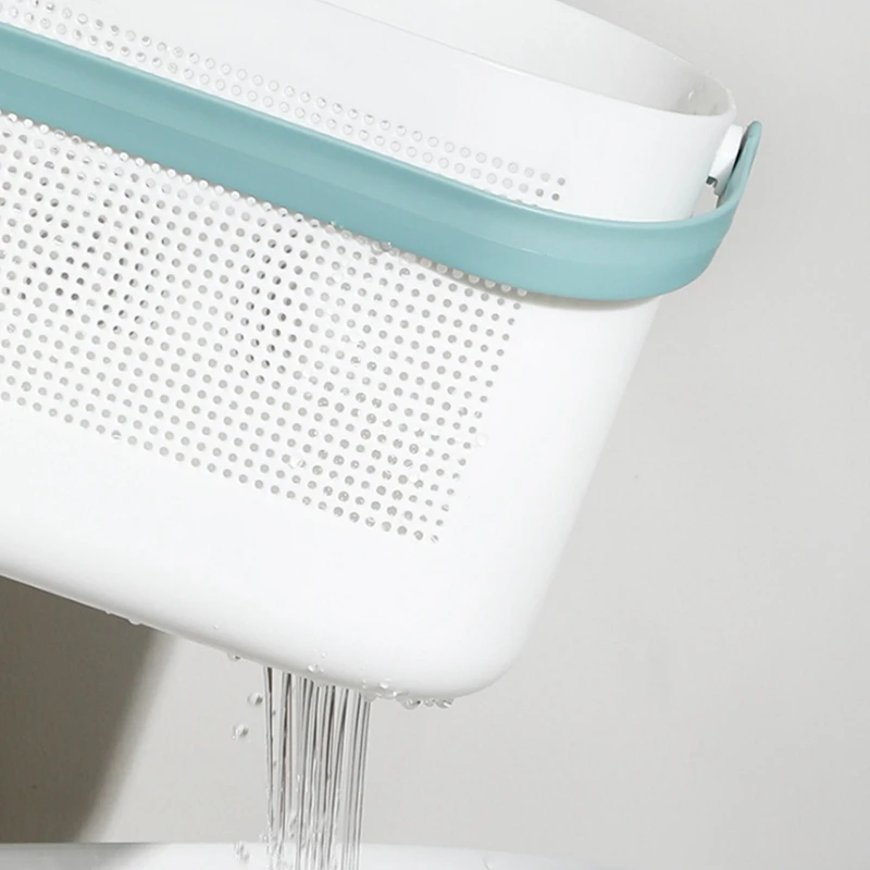 

New Concise Dense Hole Bath Basket with Handle Fruit and Vegetable Drain Storage Basket Toiletries Storage Basket