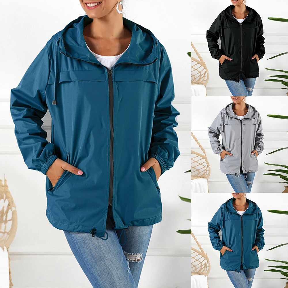 Женская куртка с капюшоном водонепроницаемая внутренний сетчатый карман Chaquetas
