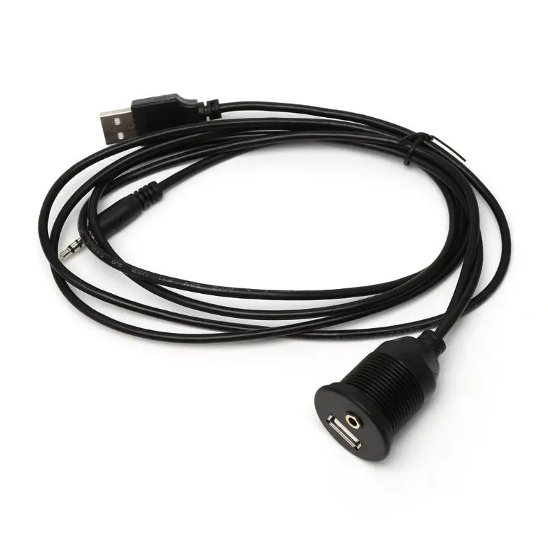

1m Car Dash Board Mount 3.5mm USB 2.0 AUX Socket Extension Lead Panel Cable