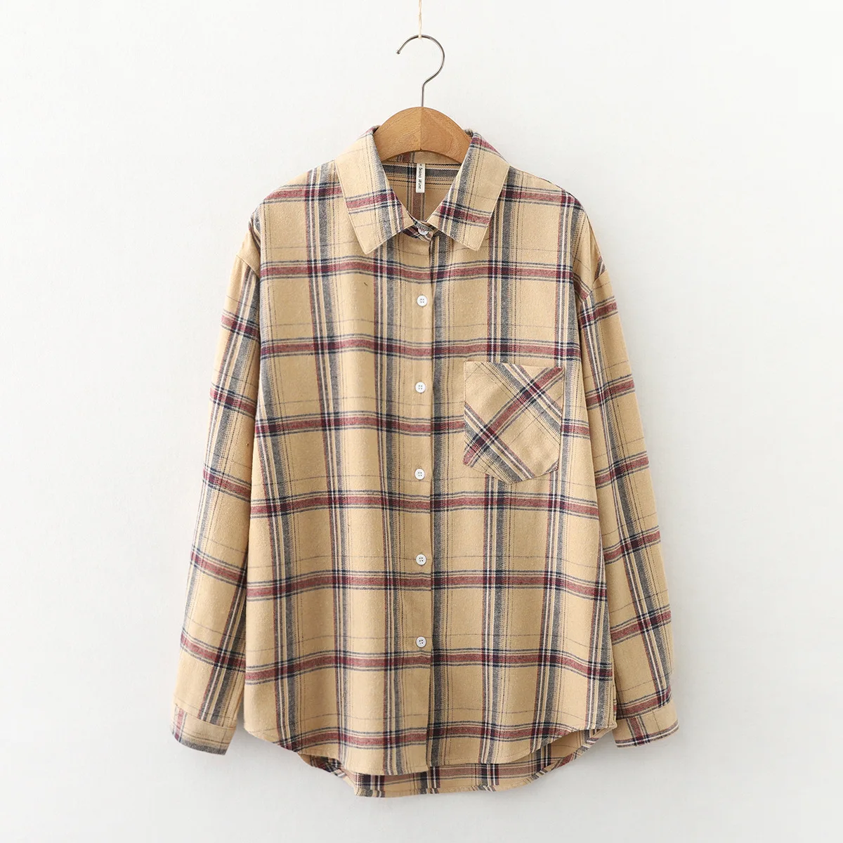 

2021 Spring Autumn Plaid Print Shirt Women Long Sleeve Button Lapel Checked Blouse Female Casual Cotton Tops Blusas Outwear