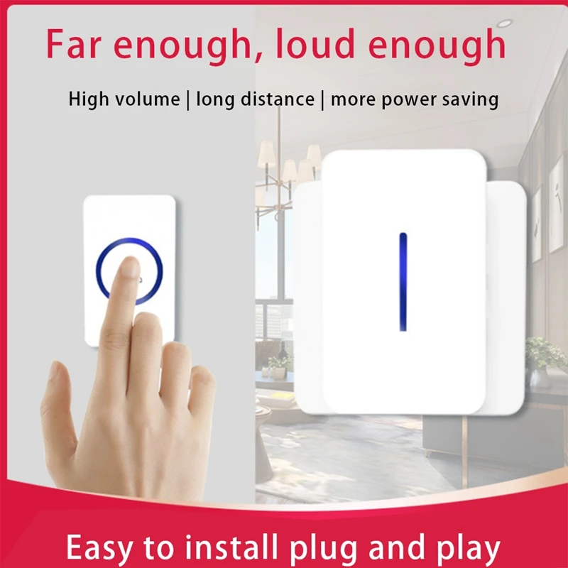 

Range Waterproof Wireless DoorBell Night Light No Battery Plug Home Cordless Door Bell Button Receiver