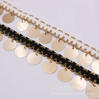 1 yards ethnic style sequins tassels gold line woven lace ribbons diy craft luggage clothing sewing accessories