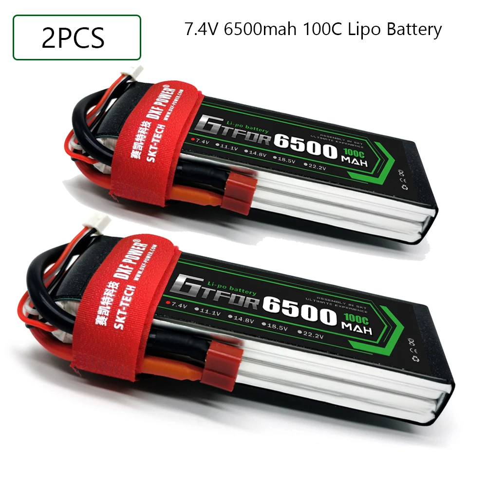 

GTFDR Lipo battery 7.4V 6500MAH 100C-200C AKKU 2S LiPo Battery Deans For truck fpv drone Rc Helicopter Car Boat 1/8 off road car
