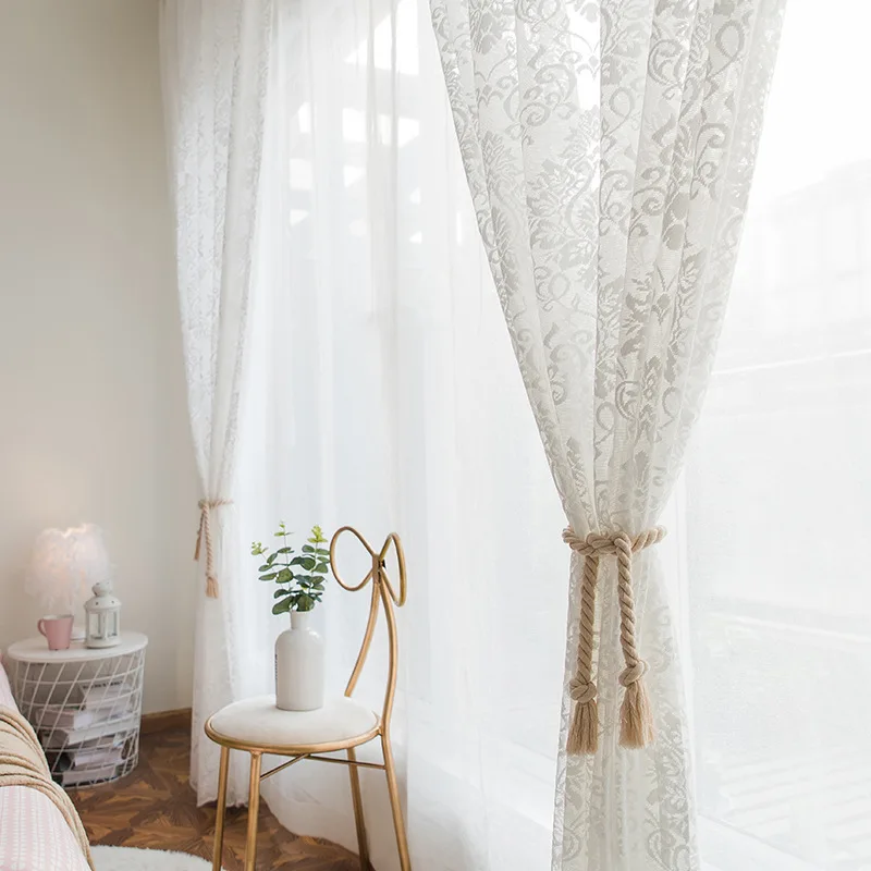 

New European Style Curtains for Living Dining Room Bedroom Lace Lace Jacquard Window Screen Mesh