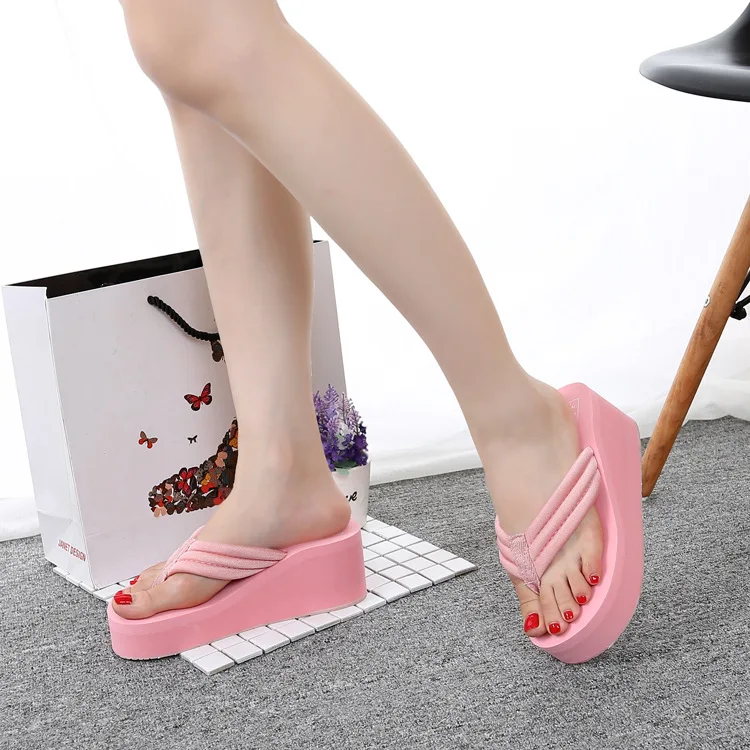 LTARTA/2019 г. Летние женские тканевые вьетнамки на танкетке с губчатой подошвой