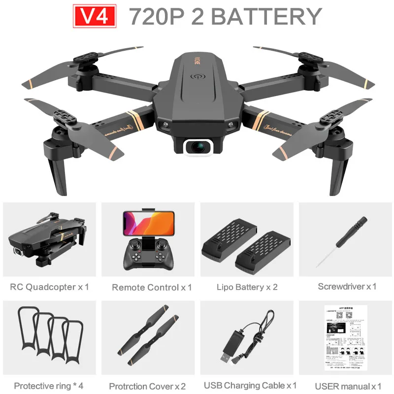 

V4 Rc Drone 4K Hd Groothoek Camera 1080P Wifi Fpv Drone Dual Camera Quadcopter Real-Time transmissie Helicopter Speelgoed
