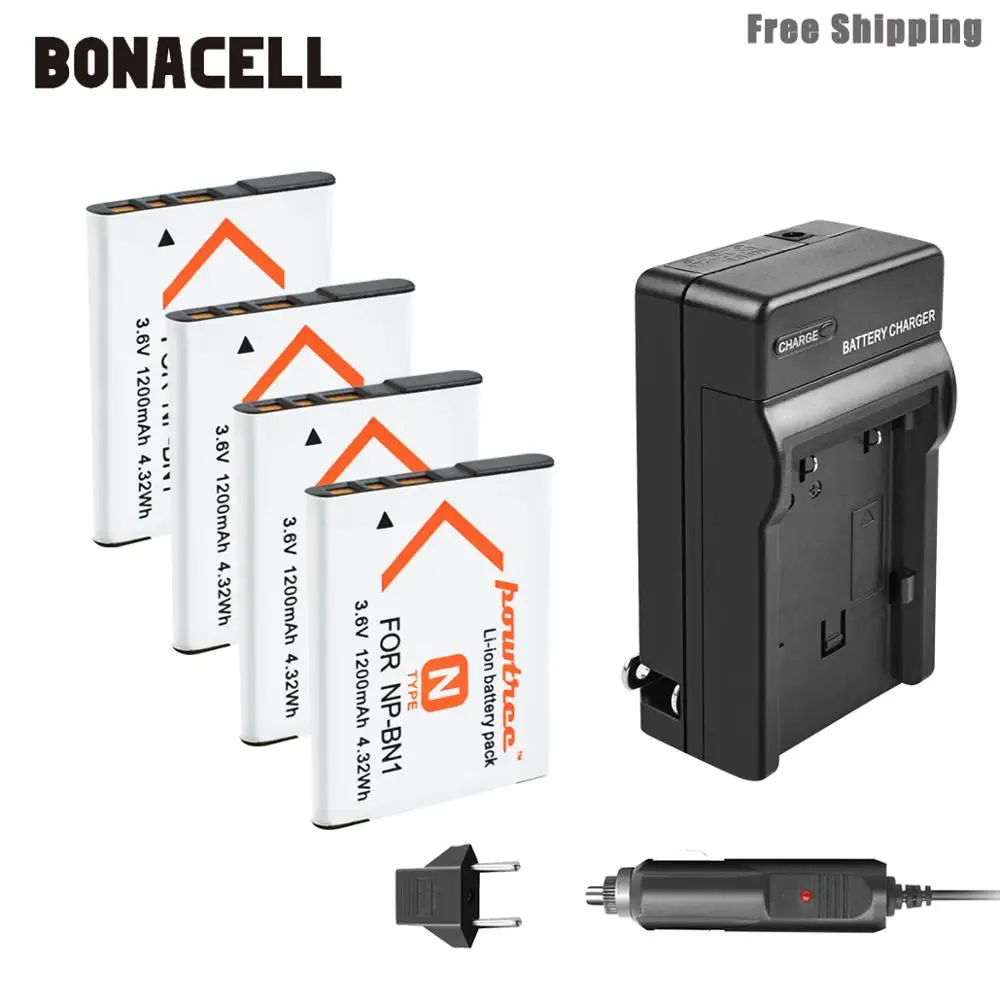 Bonacell 1200 мАч NP-BN1 NP BN1 NPBN1 Аккумулятор для камеры + зарядное устройство Sony TX9 WX100 TX5 WX5C