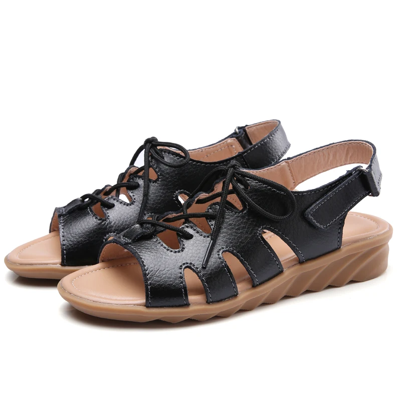 Сандалии женские из экокожи босоножки-гладиаторы повседневная обувь на шнуровке