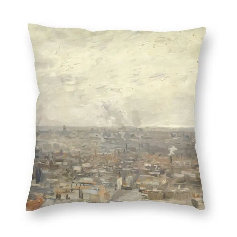 

View From Montmartre By Vincent Van Gogh Cushion Cover 45x45 Home Decorative Print Throw Pillow for Living Room Double-sided