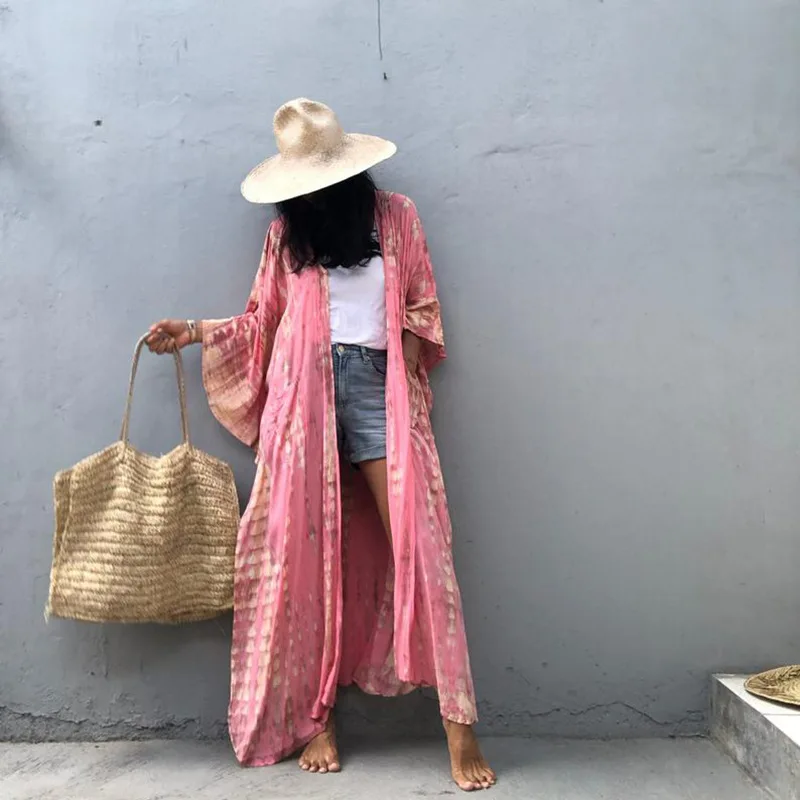 

DUISNENA Sunscreen cardigan swimwear beach blouse bathing suit bikini cover up woman robe swimsuit Kaftan Kimono