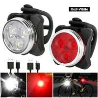 2pcs mini bike light waterproof mtb riding lamp white light front bicycle headlight with red warning taillight