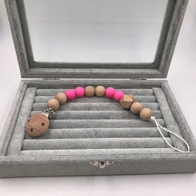 Rose Red Прищепка для соски цепочка деревянная пустышка Клип Chupetas Soother Соска-Ниблер зажимы поводок держатель соски Прорезыватель анти-капля веревка - Цвет: Rose Red