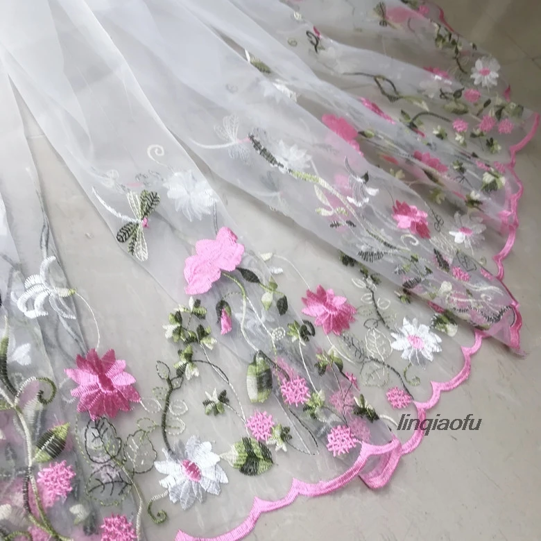 Ткань с вышивкой лотоса ткань для платья свадебного платья|Ткань| |