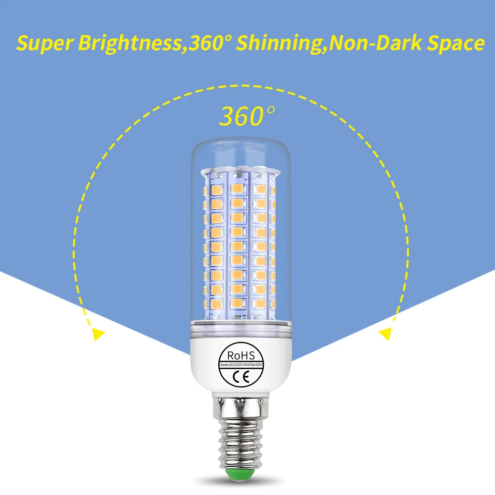 Светодиодные свечи E27 светодиодная лампа E14 кукуруза 2835 SMD
