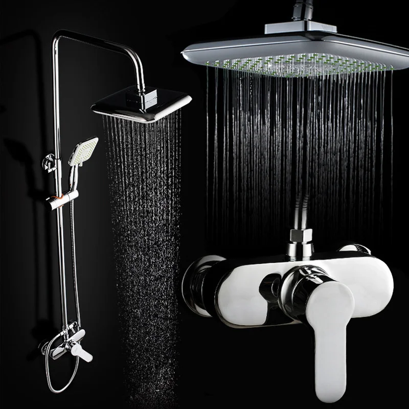 

New Style Bathroom Stainless Steel Shower Kit Household Multifunctional 8-inch Plastic Chrome-plated Polished Shower Nozzle