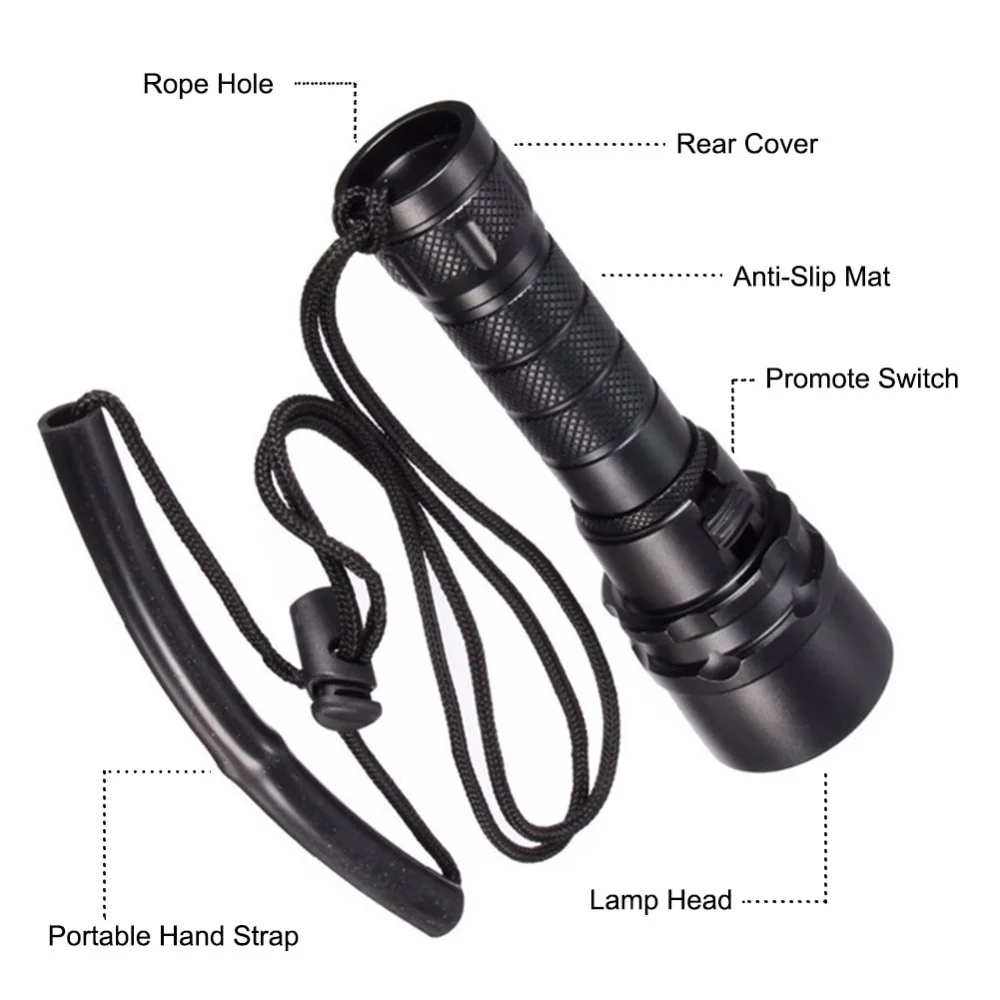 Светодиодный фонарик T6 для дайвинга водонепроницаемый фонарь высокой мощности