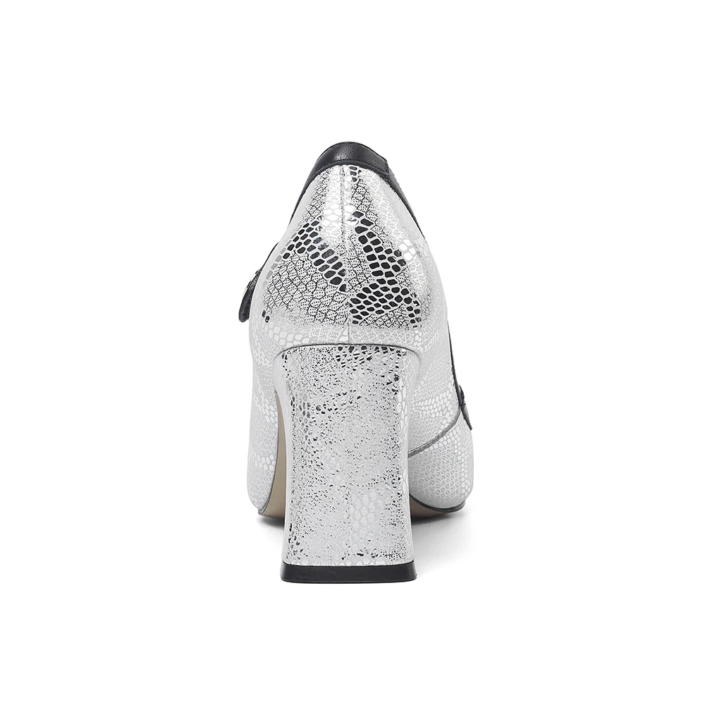

Ladies Shoes Snake Genuine Leather Sweet Party Shoes For Women Pointed Toe Square Heels Mary Janes Large Size Womens Shoes 34-43